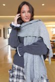 Bute Textured Weave Stretch Scarf Grey /50=